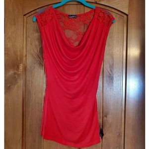 Red Lace Back Shirt